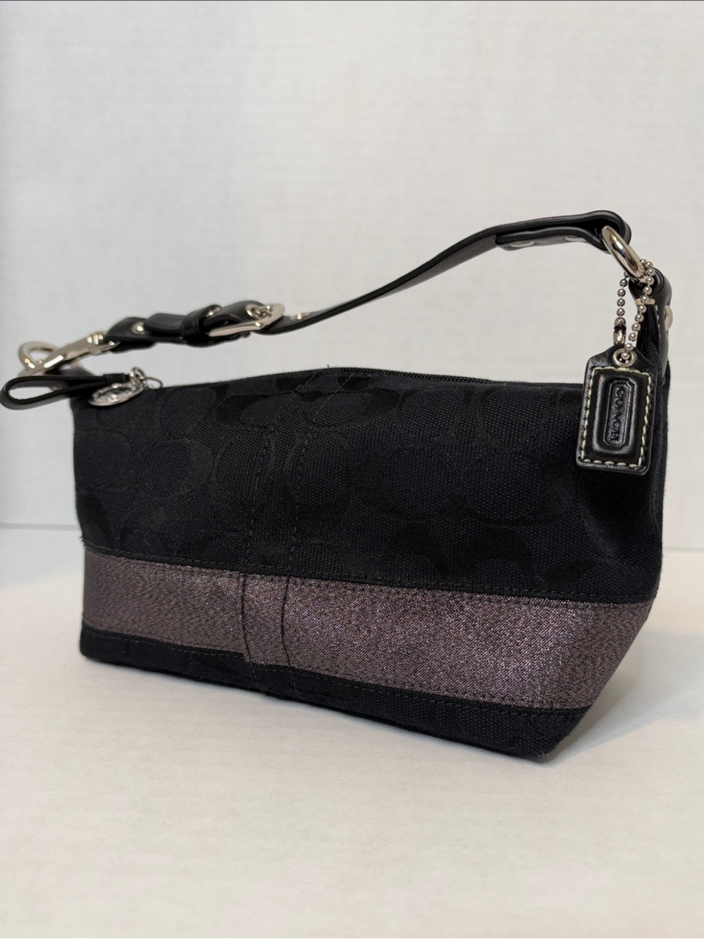 Vintage Y2K Coach Black Signature C Mini Top Handle Purse